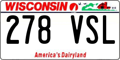 WI license plate 278VSL