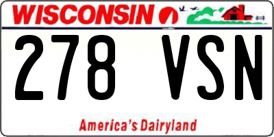 WI license plate 278VSN