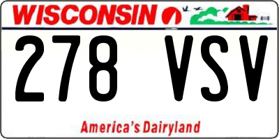 WI license plate 278VSV