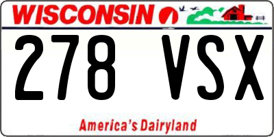 WI license plate 278VSX