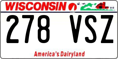 WI license plate 278VSZ