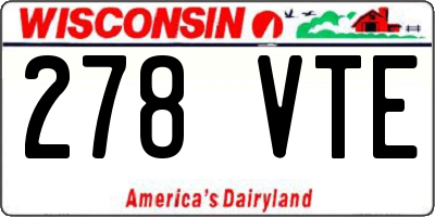 WI license plate 278VTE