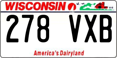 WI license plate 278VXB