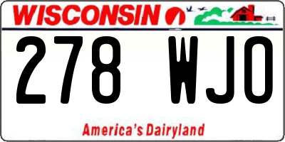 WI license plate 278WJO