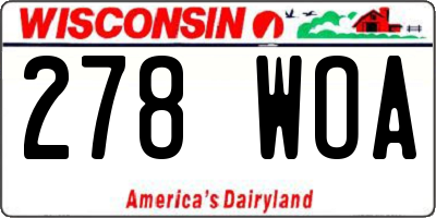 WI license plate 278WOA