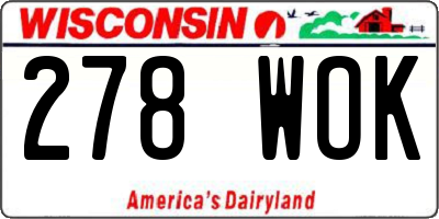 WI license plate 278WOK