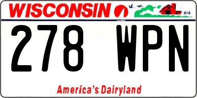 WI license plate 278WPN