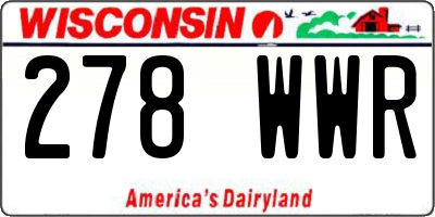 WI license plate 278WWR