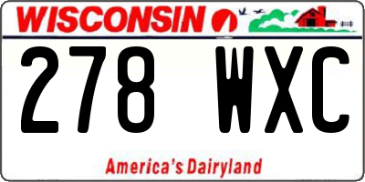 WI license plate 278WXC