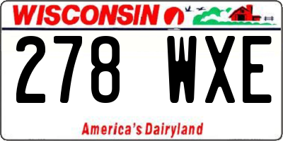 WI license plate 278WXE