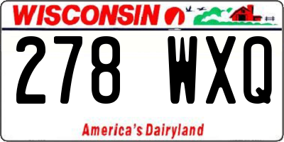 WI license plate 278WXQ