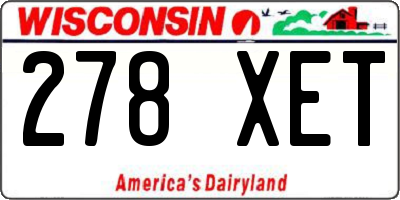 WI license plate 278XET