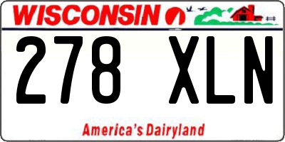 WI license plate 278XLN