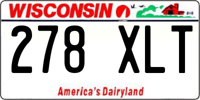 WI license plate 278XLT