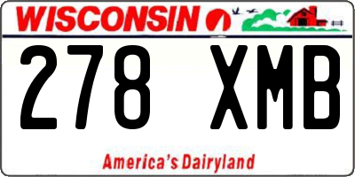 WI license plate 278XMB