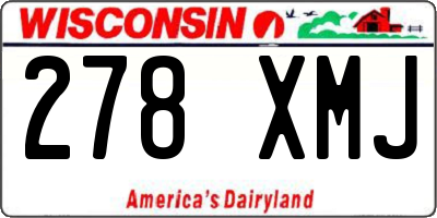 WI license plate 278XMJ
