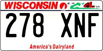 WI license plate 278XNF