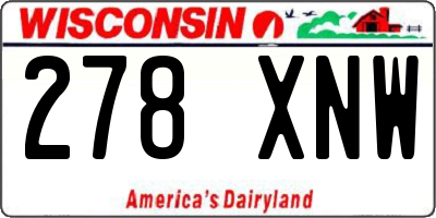 WI license plate 278XNW