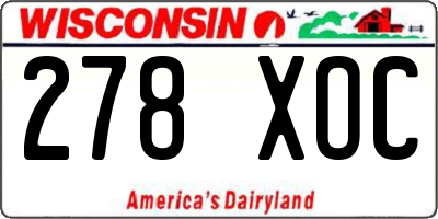 WI license plate 278XOC