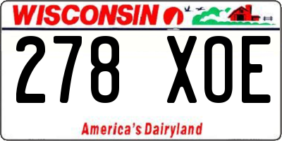 WI license plate 278XOE