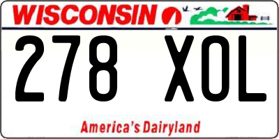 WI license plate 278XOL