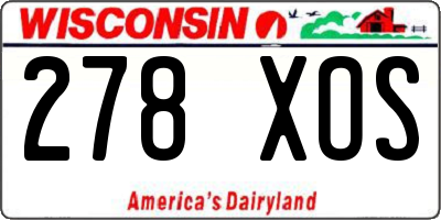 WI license plate 278XOS