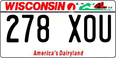 WI license plate 278XOU