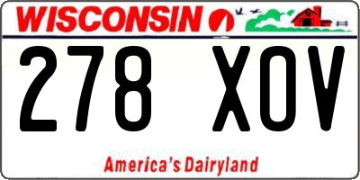 WI license plate 278XOV