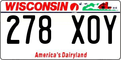 WI license plate 278XOY