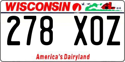 WI license plate 278XOZ