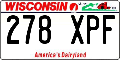WI license plate 278XPF