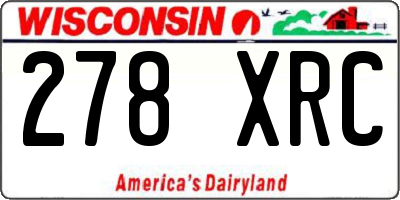 WI license plate 278XRC