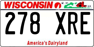 WI license plate 278XRE