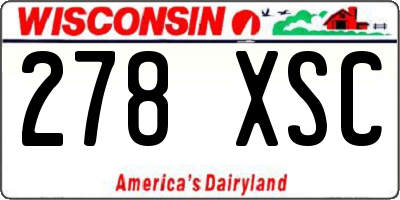 WI license plate 278XSC