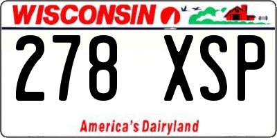 WI license plate 278XSP