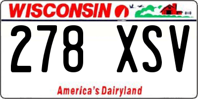 WI license plate 278XSV