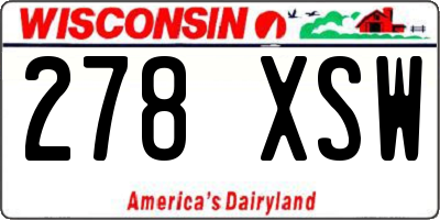 WI license plate 278XSW