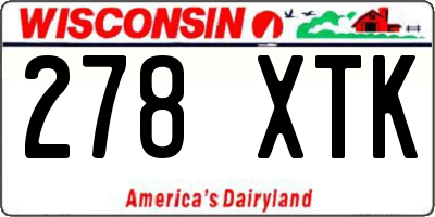 WI license plate 278XTK