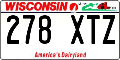 WI license plate 278XTZ