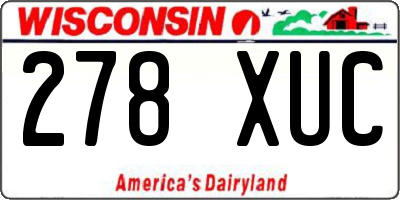 WI license plate 278XUC