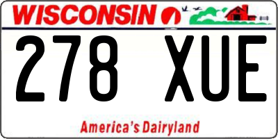 WI license plate 278XUE