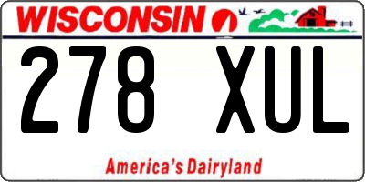 WI license plate 278XUL