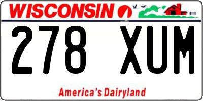 WI license plate 278XUM