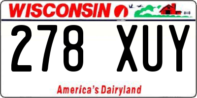 WI license plate 278XUY