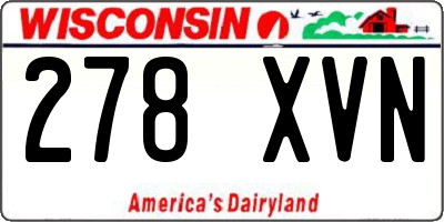 WI license plate 278XVN