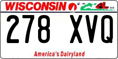 WI license plate 278XVQ
