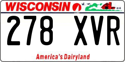 WI license plate 278XVR