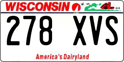 WI license plate 278XVS