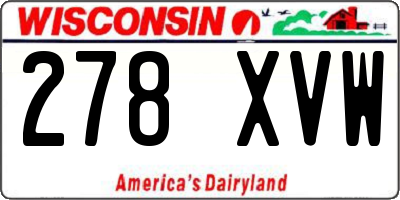 WI license plate 278XVW