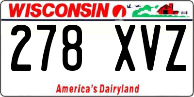 WI license plate 278XVZ